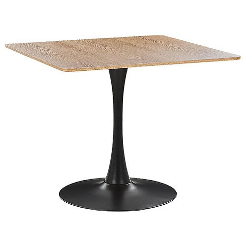 Beliani Table de salle à manger 90 x 90 cm bois clair et noir BOCA