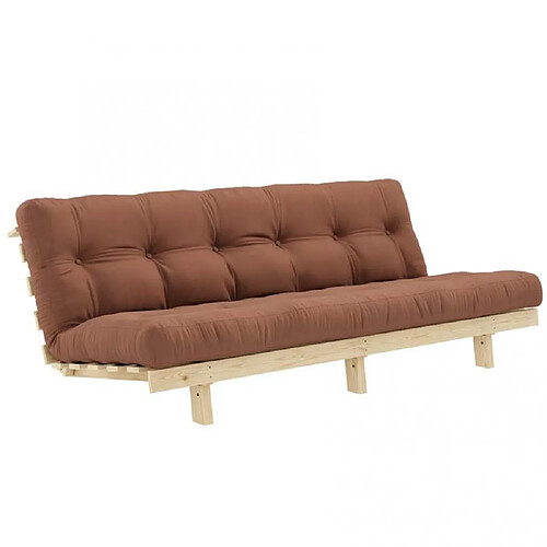 Inside 75 Banquette convertible futon LEAN bois de pin coloris brun argile 130x200 cm