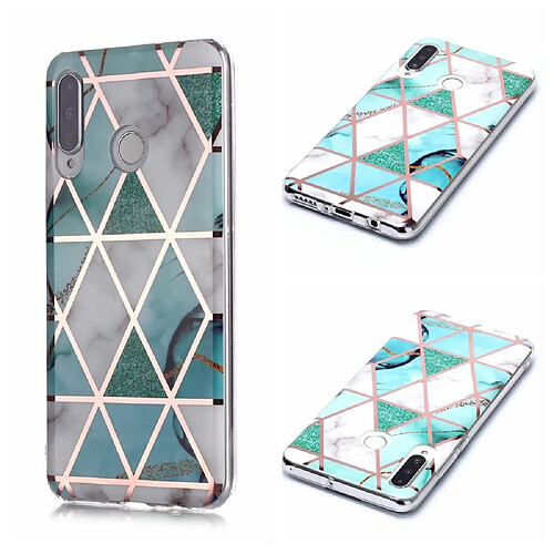 Coque en TPU motif de marbre imd blanc/cyan pour votre Huawei P30 Lite/Nova 4e