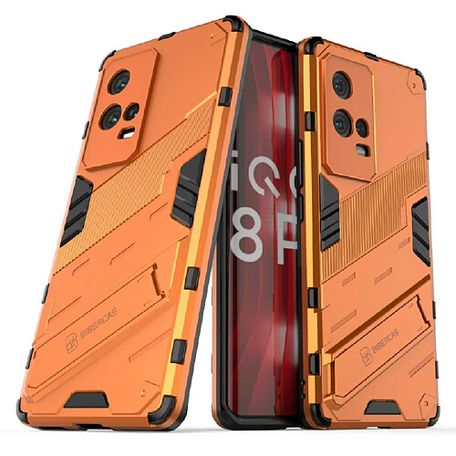 Coque en TPU antichoc, avec béquille orange pour votre Vivo iQOO 8 Pro