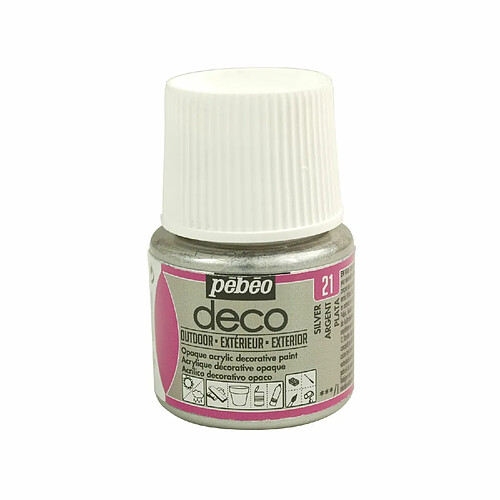 Pebeo Peinture acrylique d'extérieur multi-surfaces - Argent - 45 ml