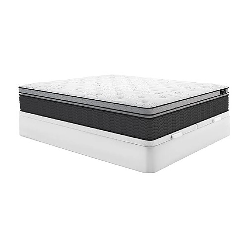 Vente-Unique Ensemble 180 x 200 cm sommier coffre blanc + matelas ressorts ensachés et surmatelas intégré ép.30cm - GAMIANI de YSMÉE