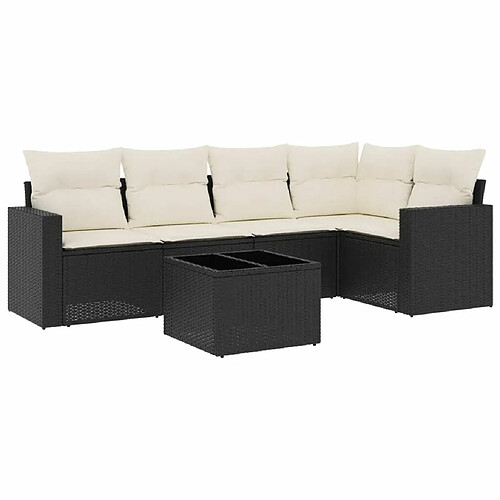 Maison Chic Salon de jardin 6 pcs avec coussins | Ensemble de Table et chaises | Mobilier d'Extérieur noir résine tressée -GKD13110