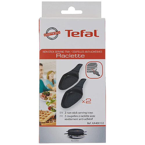 Lot de 2 coupelles ovales avec revêtement antiadhésif TEFAL XA400102 pour appareil à raclette