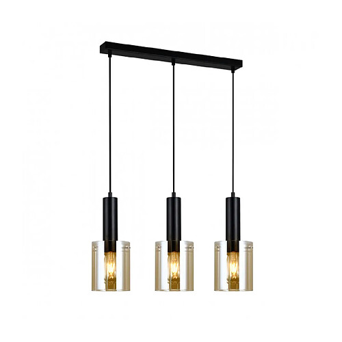 Luminaire Center Suspension moderne Sardo Noir et ambre