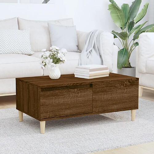 vidaXL Table basse Chêne marron 90x50x36,5 cm Bois d'ingénierie