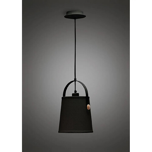 Luminaire Center Suspension Nordica avec Abat jour noir 1 Ampoule E27, noir mat/hêtre avec Abat jour noir