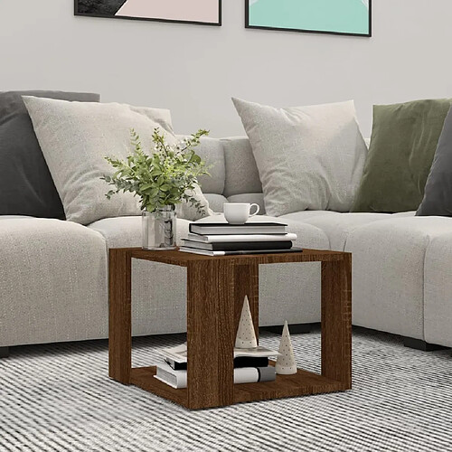 Maison Chic Table basse,Table Console Table d'appoint, Table pour salon Chêne marron 40x40x30 cm Bois d'ingénierie -MN55214