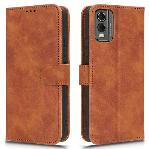 Htdmobiles Housse pour Nokia C32 - etui coque pochette portefeuille + film ecran - MARRON