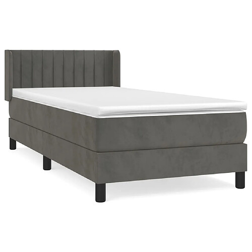 Maison Chic Structures de lit + matelas,Lit à sommier tapissier et matelas pour Chambre Gris foncé 80x200 cm Velours -MN32785