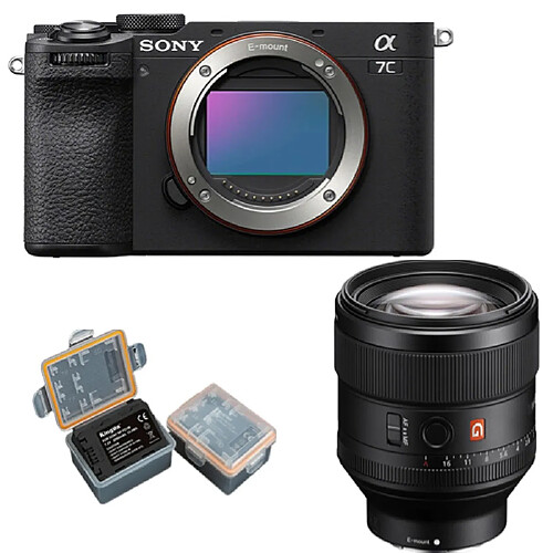 Sony Alpha A7C II Body noir Boîtier +Sony FE 85mm f1.4 GM (SEL85F14GM)+Kingma 2000mAh Battery (Sony NP-FZ100)