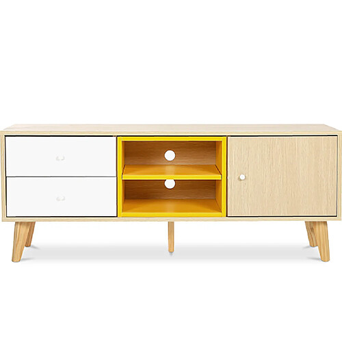 ICONIK INTERIOR Meuble de TV buffet style scandinave Daven - Bois Jaune