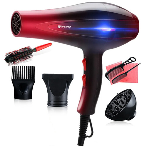 Universal Sèche-cheveux professionnel Sèche-cheveux électrique portable puissant Voyager Compact Air chaud/froid Salon Sèche-cheveux Sèche-cheveux 46D |(Rouge)