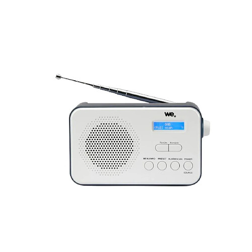 We Radio portable DAB+/DAB/FM, double alarme, écran LCD, batterie rechargeable de 2000mAh Luminosité réglable, antenne télescopique, RMS 2W, Bleu