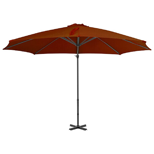 Helloshop26 Parasol déporté avec mât en aluminium 300 cm orange 02_0008506