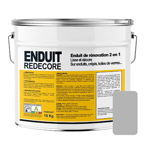 Apara Enduit décoratif, rénovation rapide, 2 en 1, lisse et décore sur plâtre, peintures, crépis, fibres, toile de verre-15 Kg-Béton (RAL 7047)