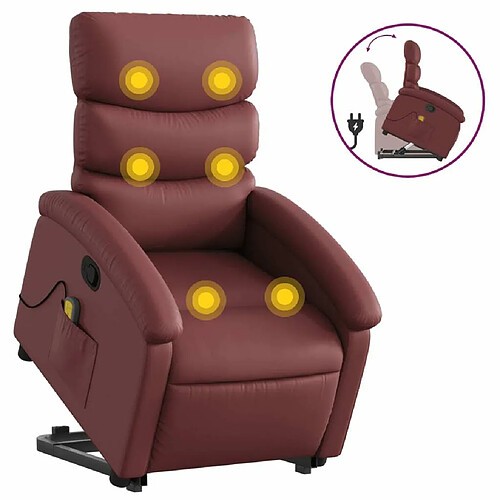 Maison Chic Fauteuil Relax pour salon, Fauteuil inclinable de massage Rouge bordeaux Similicuir -GKD82933