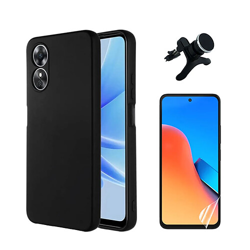 Kit Film de Hydrogel Étui Complète Devant + Étui Silicone Liquide + SuppOrt Magnétique Renforcé Phonecare pour Oppo A58 4G - Noir