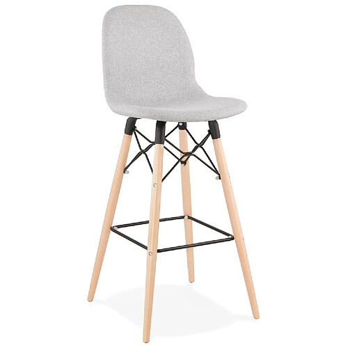 Alterego Tabouret de bar design 'GALACTIK' en tissu gris clair style scandinave