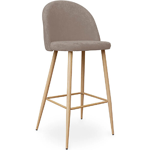 ICONIK INTERIOR Tabouret tapissé en tissu - design scandinave - 76cm - Evelyne Taupe