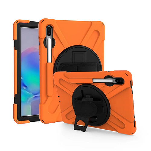 Coque en TPU combo en forme de x avec béquille et dragonne orange pour Samsung Galaxy Tab S6 SM-T860 (Wi-Fi)/T865 (LTE)