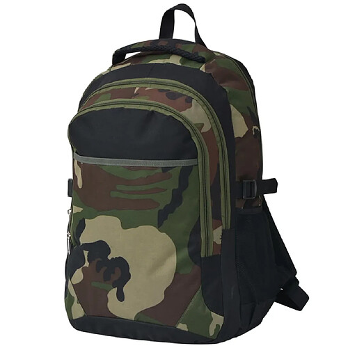 vidaXL Sac à dos d'école 40 L noir et camouflage