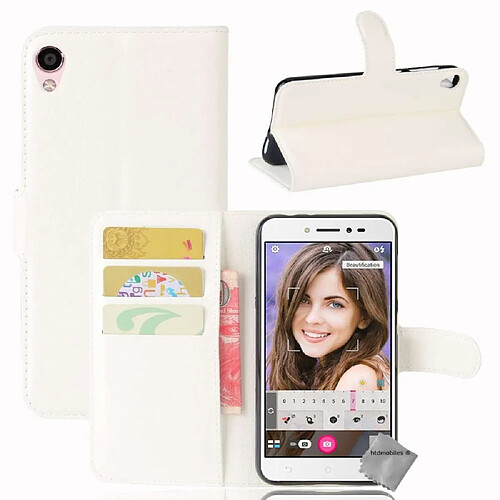 Htdmobiles Housse etui portefeuille pour Asus Zenfone Live ZB501KL + verre trempe - BLANC