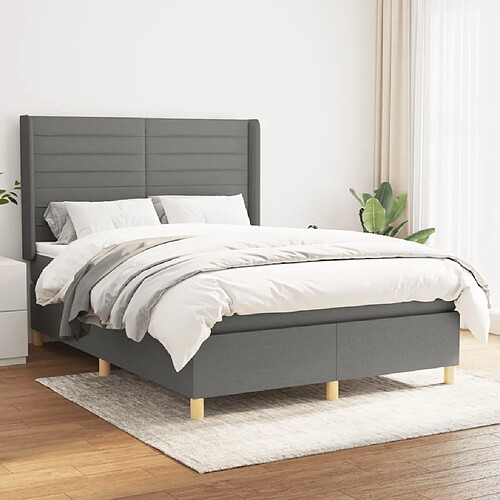 Maison Chic Lit Adulte - Lit simple Lit à sommier tapissier avec matelas moelleux - Meuble de Chambre - Gris foncé 140x200cm Tissu -MN81519