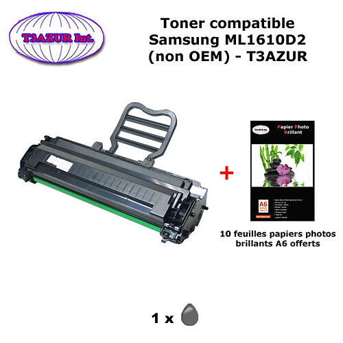 Toner générique ML1610D2 pour imprimante Samsung ML 2015, 2020, 2510, 2570, 2571, 2571N+10f A6 brillantes-T3AZUR