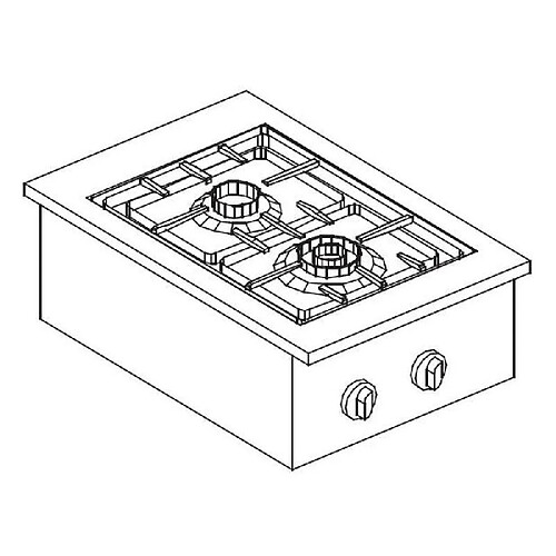 Réchaud à Gaz Drop-In - 2 Feux 3,5 kW - Combisteel