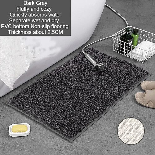 LUUCOZK Tapis de bain antidérapants, absorbants, à séchage rapide, décoration de salle de bain, AA8764, gris foncé-40X60CM