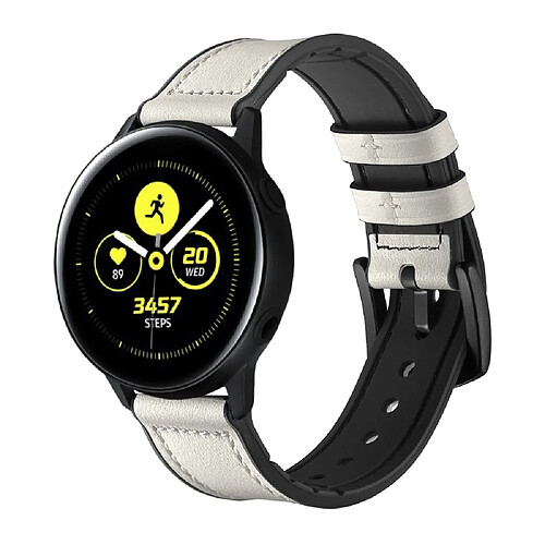 Bracelet en cuir véritable blanc pour votre Garmin Vivoactive 3/Vivomove HR