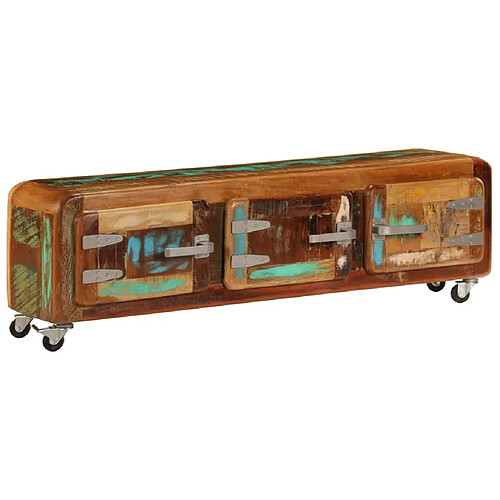 Helloshop26 Meuble télé buffet tv télévision design pratique 120 cm bois de récupération massif 2502284