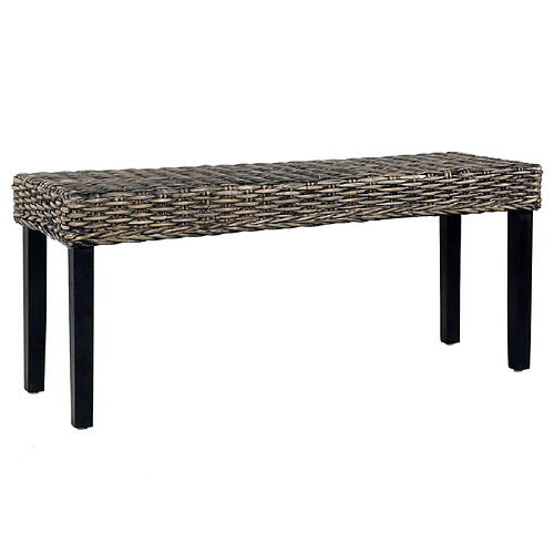 vidaXL Banc 110 cm Noir Rotin naturel kubu et bois de manguier massif