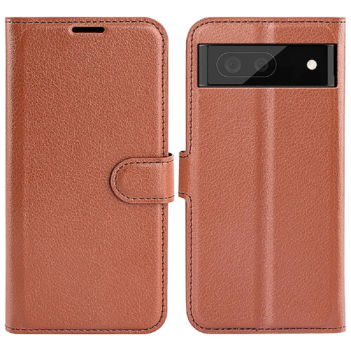 Etui en PU texture litchi, marron pour votre Google Pixel 7