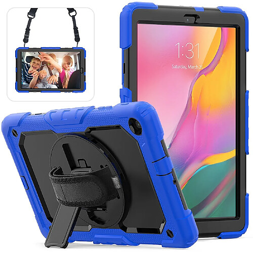 Coque en TPU + Silicone avec béquille et sangle bleu foncé/noir pour votre Samsung Galaxy Tab A 10.1 (2019) SM-T510/T515