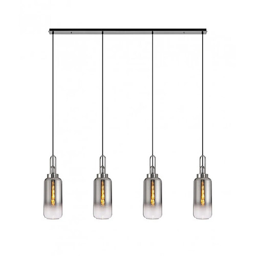 Luminaire Center Suspension 4 ampoules Nickel poli,fumé