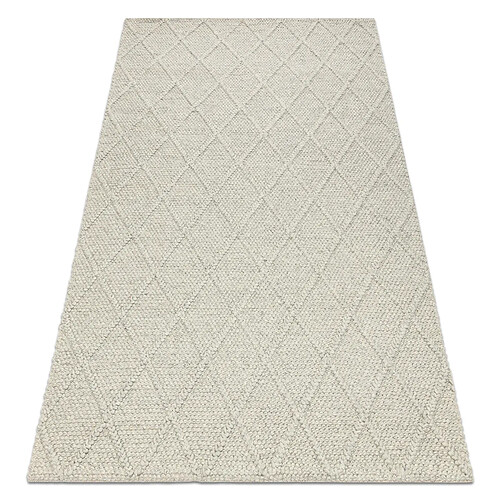 RUGSX Tapis en laine TAHAR 99001C beige - TISSÉ MAIN boucle, losanges, bohème 120x180 cm