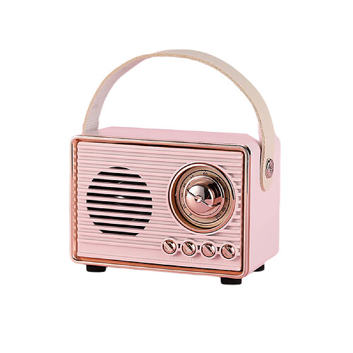 General Haut-parleur stéréo Bluetooth portable rétro, haut-parleur vintage rétro sans fil avec basses améliorées avec fente pour carte TF, accessoires mignons de style ancien, esthétiques pour les chambres, le bureau, la maison (rose)