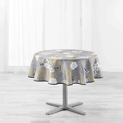 Douceur D'Interieur Nappe ronde - Polyester imprimée Joline - D 180 cm - Jaune