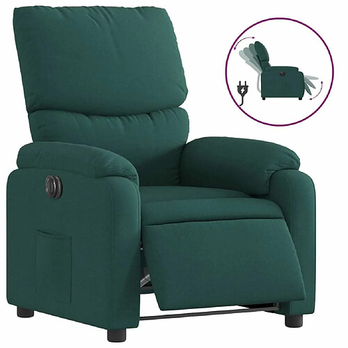 Maison Chic Fauteuil Relax pour salon, Fauteuil inclinable électrique Vert foncé Tissu -GKD16063