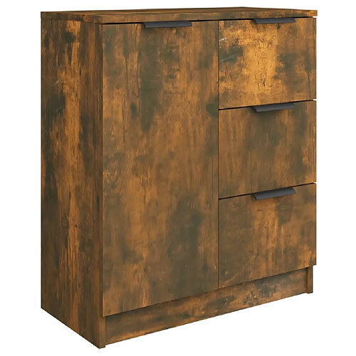 Maison Chic Commode Buffet - Meuble de rangement Chêne fumé 60x30x70 cm Bois d'ingénierie -GKD97945