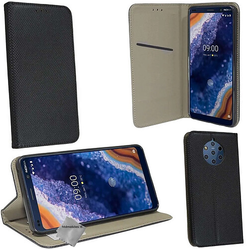 Htdmobiles Housse etui portefeuille pour Nokia 9 Pureview + verre trempe - NOIR MAGNET