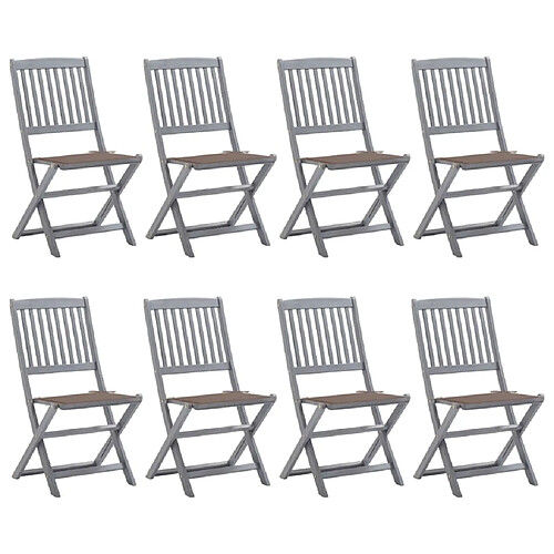 vidaXL Chaises pliables d'extérieur lot de 8 et coussins Bois d'acacia