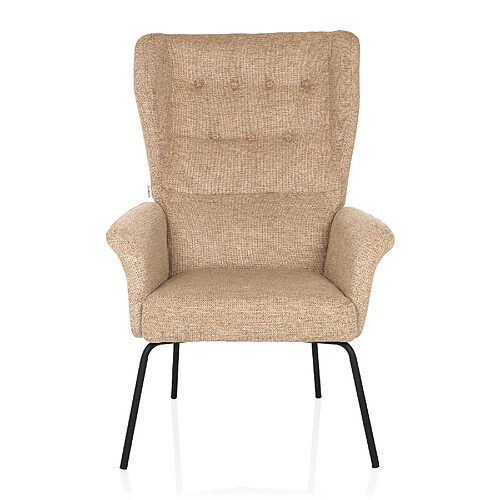 Fauteuil de relaxation / Fauteuil à oreilles HAVENIO tissu abricot hjh LIVING