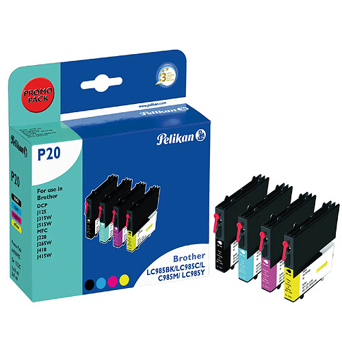 Pelikan Pack Cartouche d'encre pour BROTHER MFC-J265W (LC985 VAL) - BK/C/M/Y