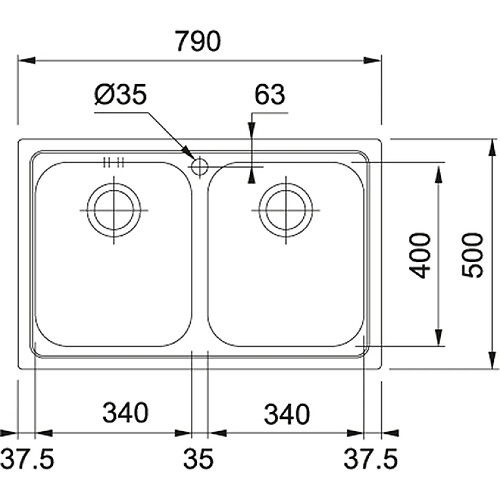 Franke Logica Line LLL 620 Evier encastré Rectangulaire Acier inoxydable