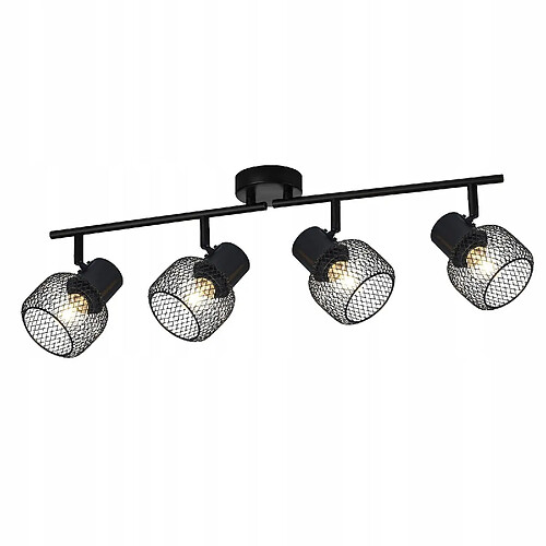 NETTLIFE 4 Spots Max.25W Plafond Métal Noir 4 Ampoules Pivotant 330° LED E27 Intérieur pour Salle à Manger Cuisine Chambre d'Enfant