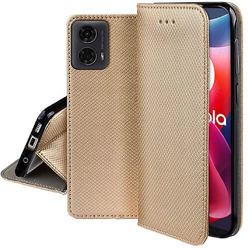 Htdmobiles Housse etui portefeuille avec coque interieure en silicone pour Motorola Moto G04 / G04s / G24 / G24 Power / E14 + film ecran - OR MAGNET