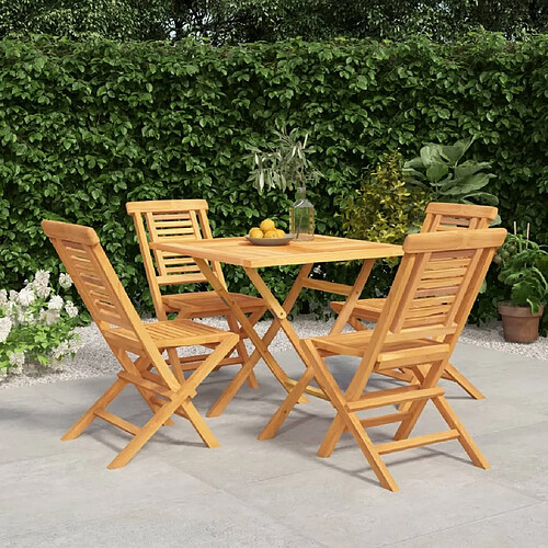 Salle à dîner de jardin 5 pcs,Table et chaise à manger Bois de teck massif -MN78746